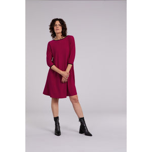 Tipped Reversible Trapeze Dress, 3/4 Sleeve 28154CB-2