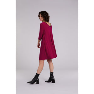 Tipped Reversible Trapeze Dress, 3/4 Sleeve 28154CB-2