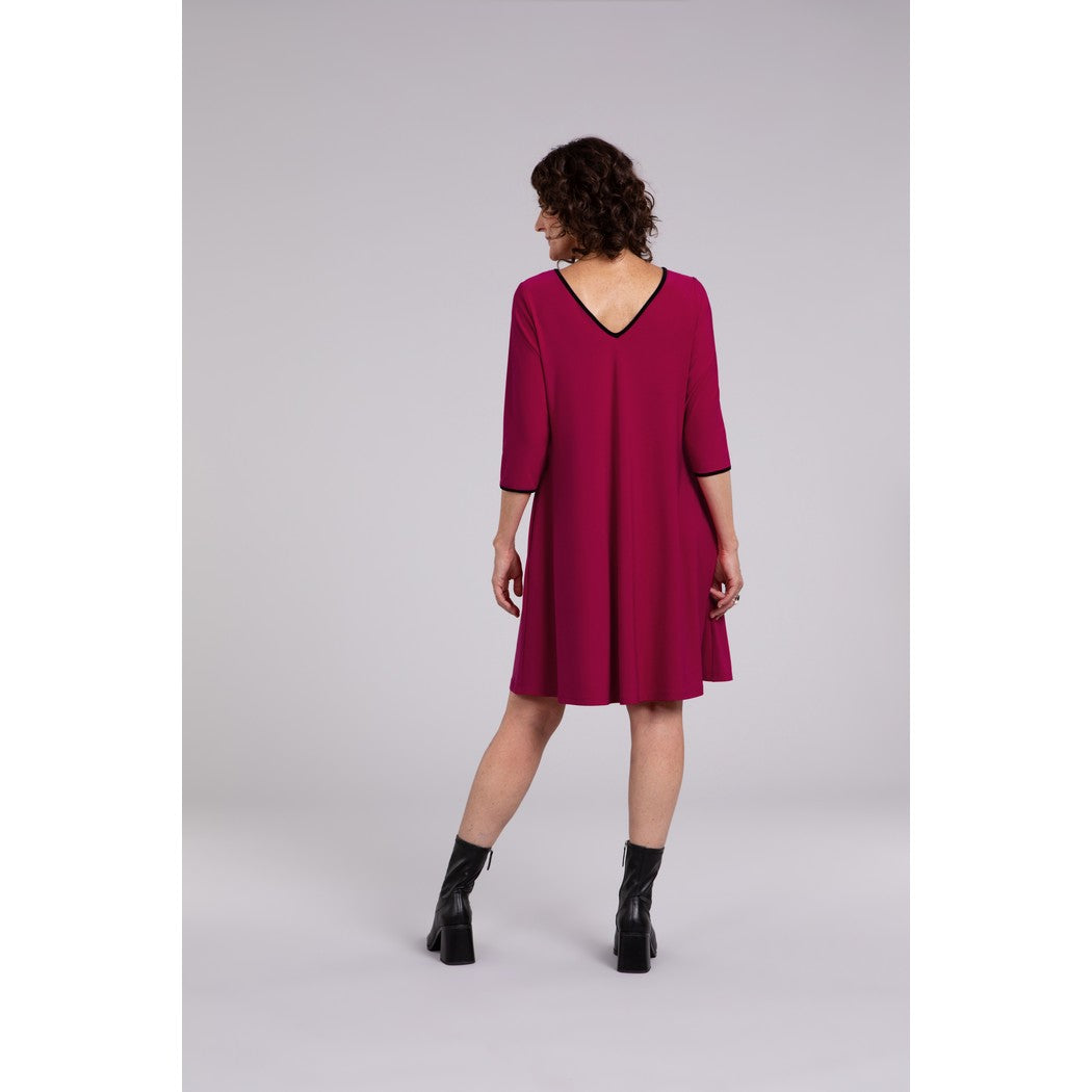 Tipped Reversible Trapeze Dress, 3/4 Sleeve 28154CB-2