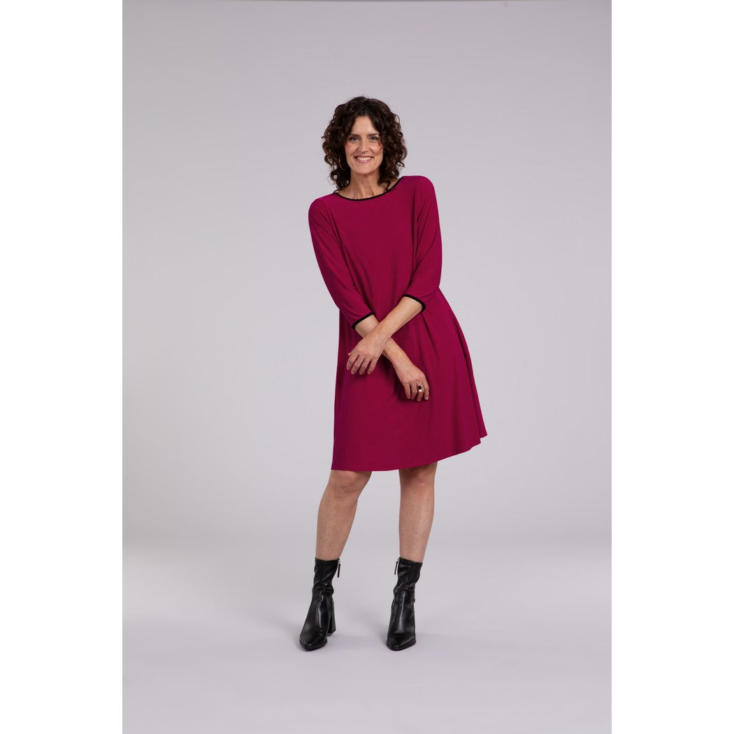 Tipped Reversible Trapeze Dress, 3/4 Sleeve 28154CB-2