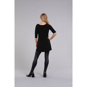 Tipped Reversible Trapeze Tunic, 3/4 Sleeve Top 23214CB-2