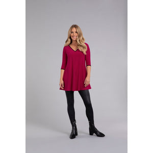 Tipped Reversible Trapeze Tunic, 3/4 Sleeve Top 23214CB-2