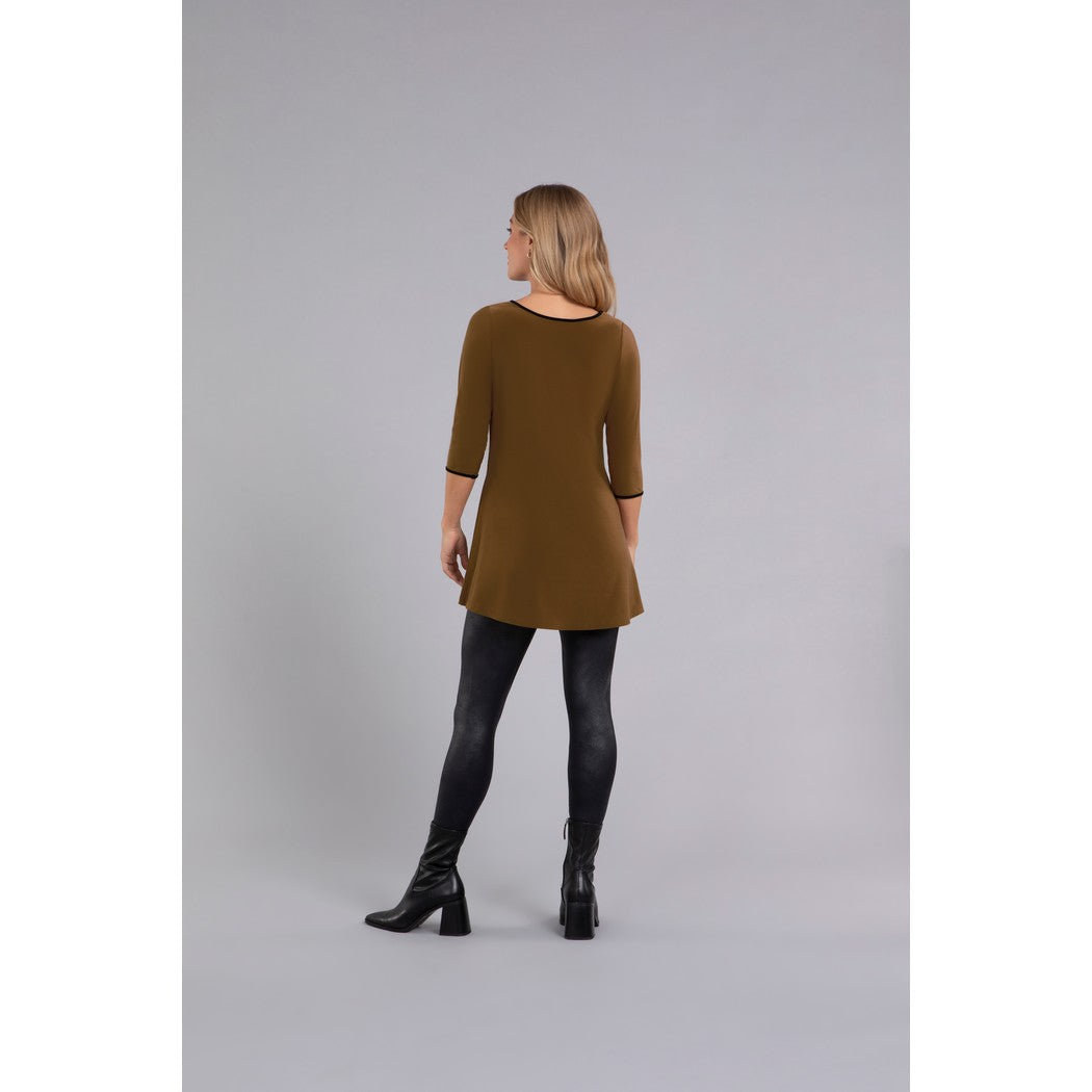 Tipped Reversible Trapeze Tunic, 3/4 Sleeve Top 23214CB-2