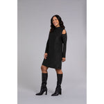Load image into Gallery viewer, Turtle Neck Cutout Shoulder Dress, Long Slv, Embossed 28150EJ-3
