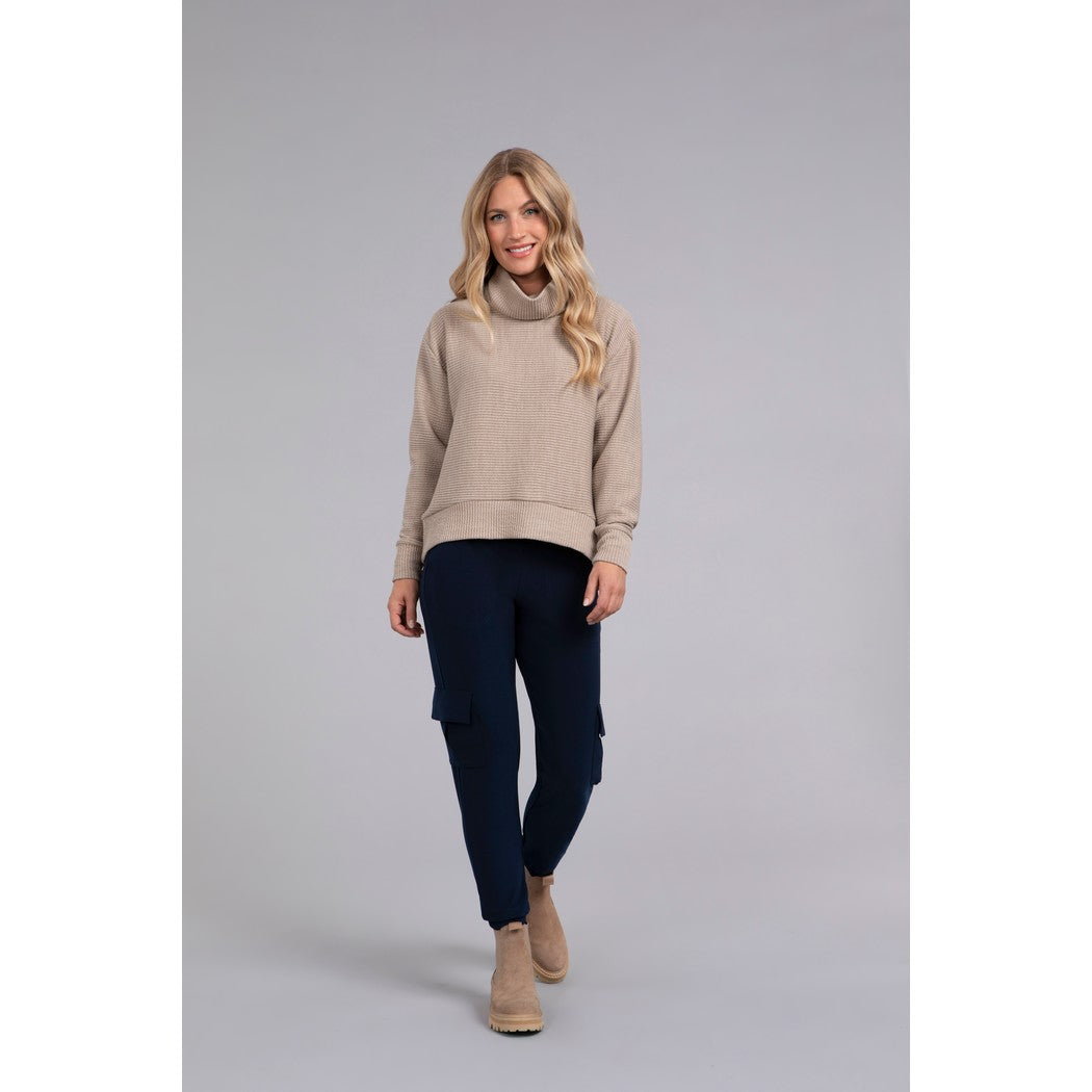 Turtle Neck High Low Rib Sweater, Long Sleeve K7229R-3