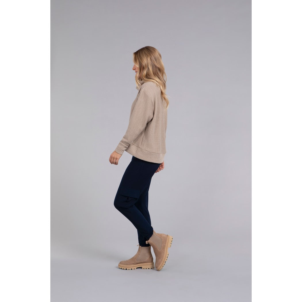 Turtle Neck High Low Rib Sweater, Long Sleeve K7229R-3