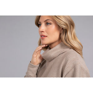 Turtle Neck High Low Rib Sweater, Long Sleeve K7229R-3