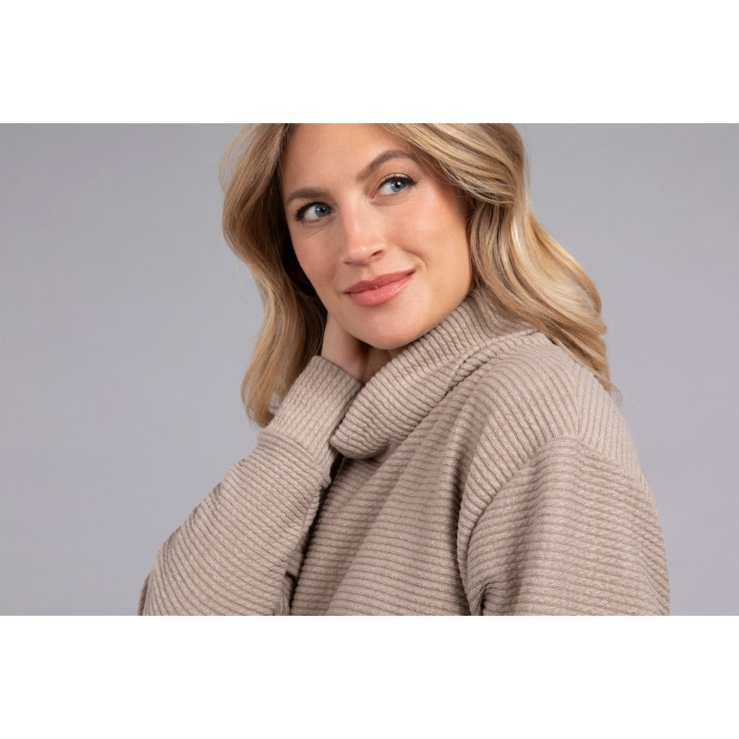 Turtle Neck High Low Rib Sweater, Long Sleeve K7229R-3