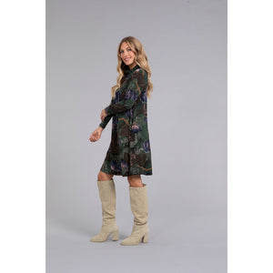 Turtle Neck Trapeze Dress, Long Sleeve, Print 28129P-3