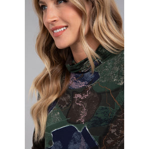 Turtle Neck Trapeze Dress, Long Sleeve, Print 28129P-3