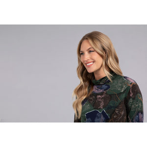 Turtle Neck Trapeze Dress, Long Sleeve, Print 28129P-3