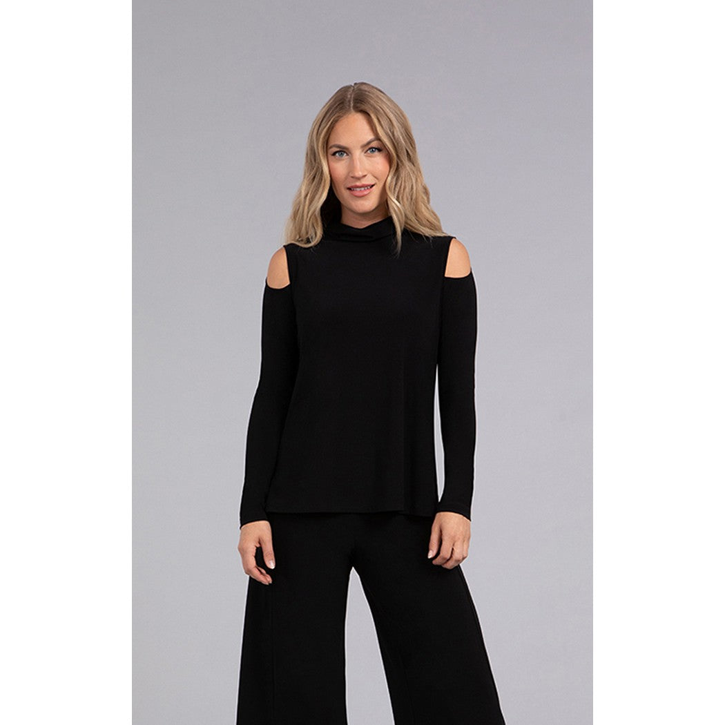 Turtle Neck Cut Out Shoulder Top, Long Sleeve 22277-3