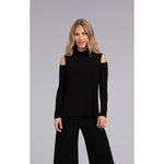 Load image into Gallery viewer, Turtle Neck Cut Out Shoulder Top, Long Sleeve 22277-3
