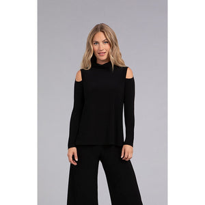 Turtle Neck Cut Out Shoulder Top, Long Sleeve 22277-3