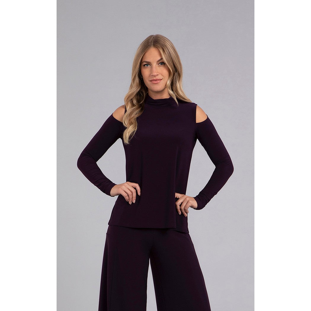 Turtle Neck Cut Out Shoulder Top, Long Sleeve 22277-3