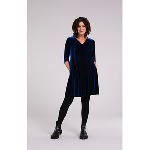 Velvet Reversible Trapeze Dress, 3/4 Sleeve V3809-2