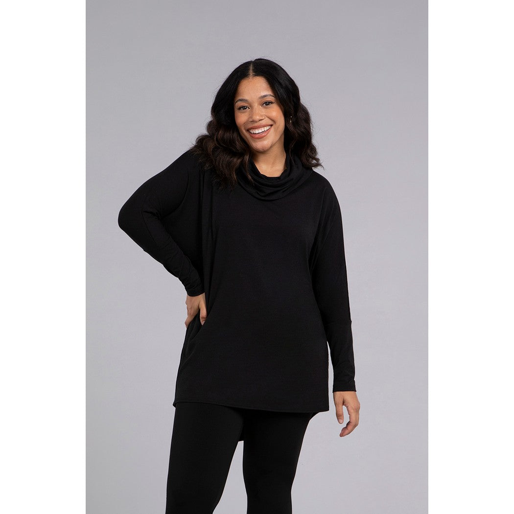 Bamboo Cotton Nu Cinch Cowl Tunic, Long Sleeve Top BT4301-3