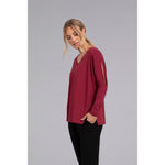 Load image into Gallery viewer, Bamboo Cotton V-Neck Slit Sleeve Top, Long Sleeve Top BT4204-3
