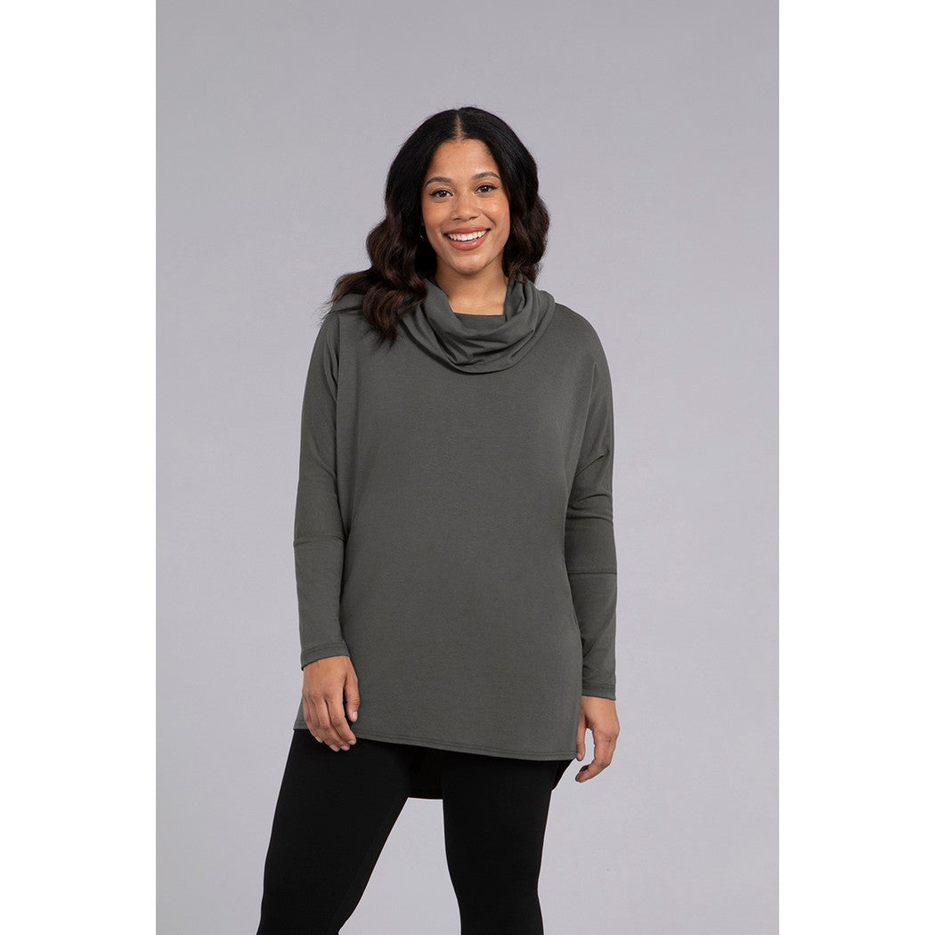 Bamboo Cotton Nu Cinch Cowl Tunic, Long Sleeve Top BT4301-3