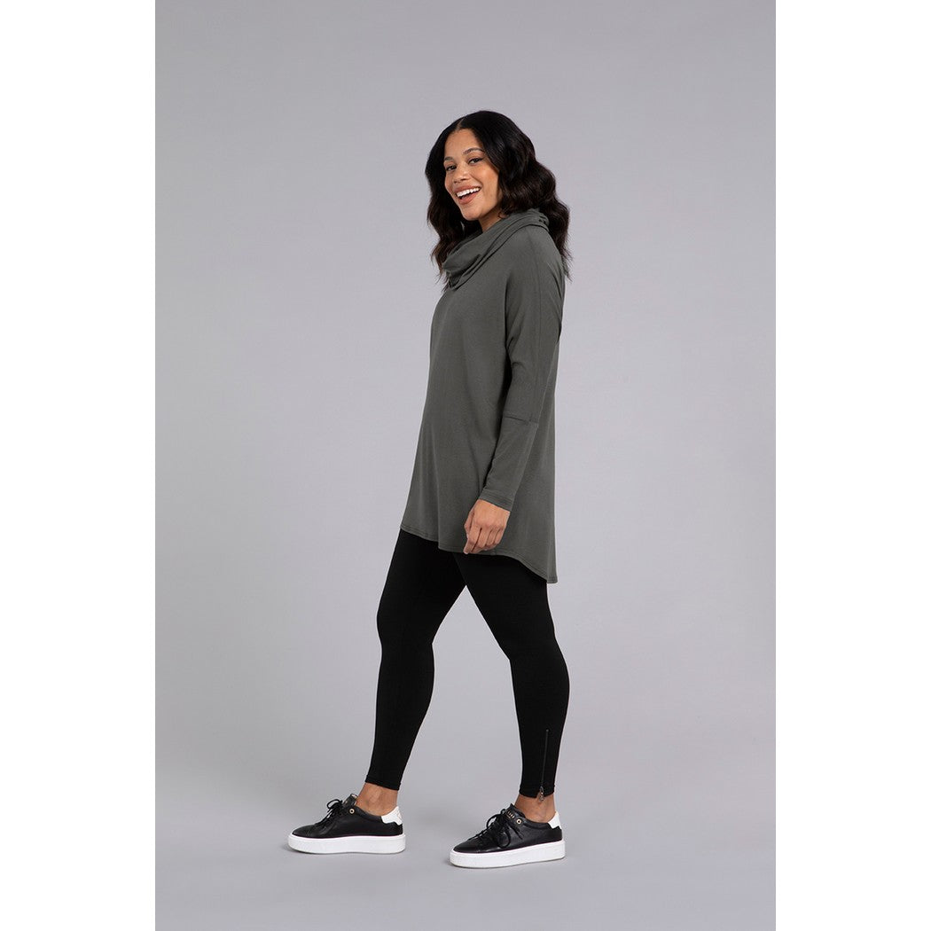 Bamboo Cotton Nu Cinch Cowl Tunic, Long Sleeve Top BT4301-3