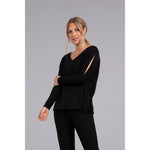 Load image into Gallery viewer, Bamboo Cotton V-Neck Slit Sleeve Top, Long Sleeve Top BT4204-3
