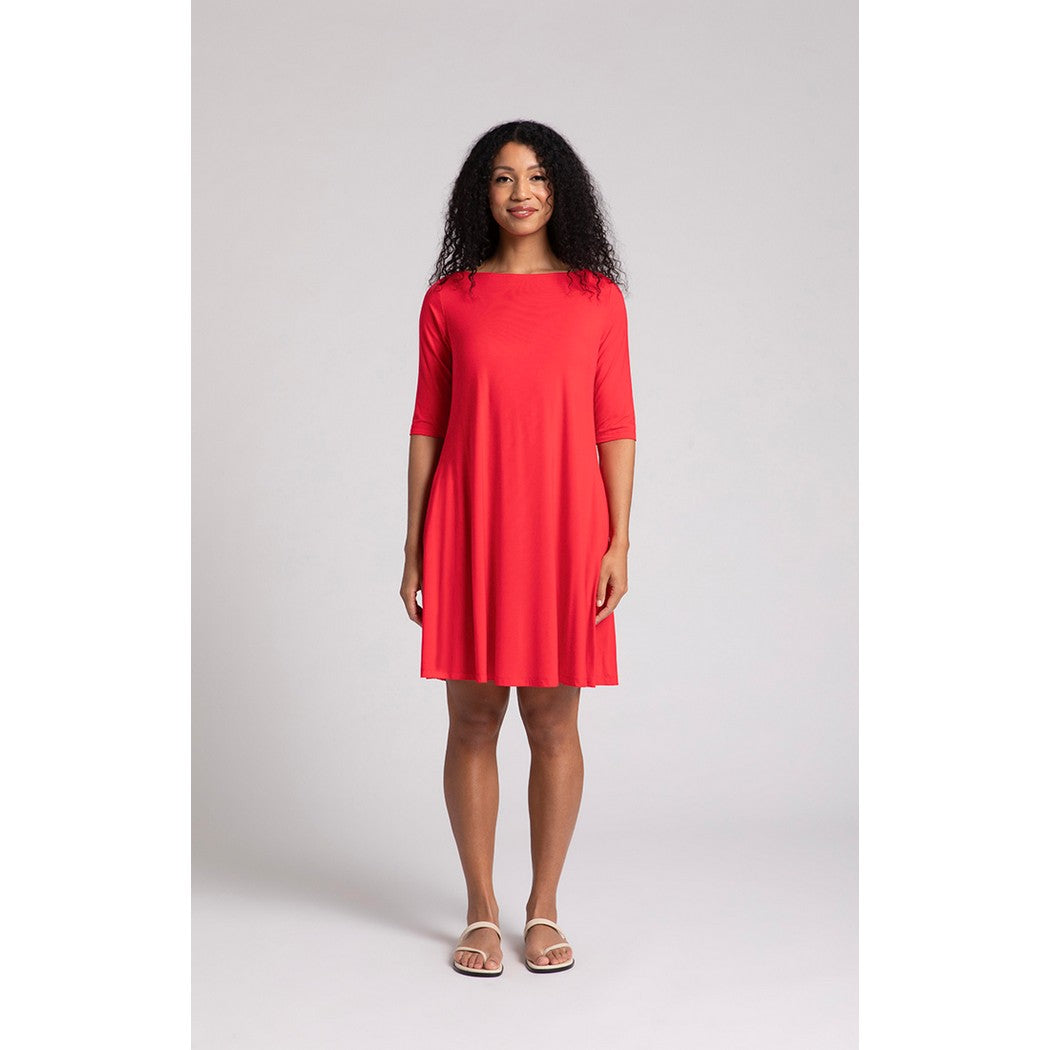 Bamboo Nu Trapeze Elbow Sleeve Dress T28174-4