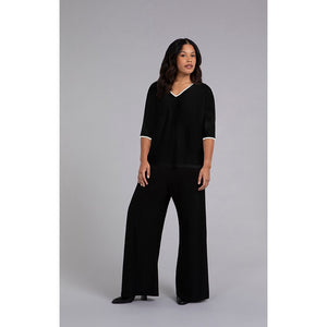 Tipped Reversible Cinch Top, Elbow Sleeve Top 22268CB-4