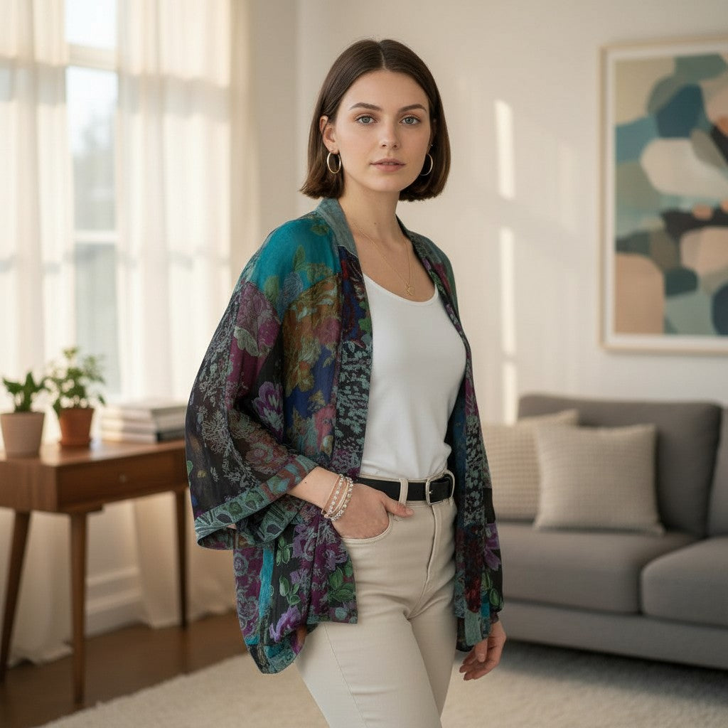 Kimono Top in Overdyed Mix N Match Patches TP22301