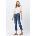 Load image into Gallery viewer, Tiffany Rainbow Embroidery Crop Straight Denim 88438
