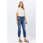 Load image into Gallery viewer, Tiffany Rainbow Embroidery Crop Straight Denim 88438
