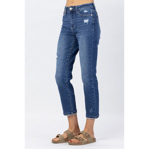 Tiffany Rainbow Embroidery Crop Straight Denim 88438