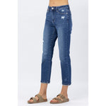 Load image into Gallery viewer, Tiffany Rainbow Embroidery Crop Straight Denim 88438
