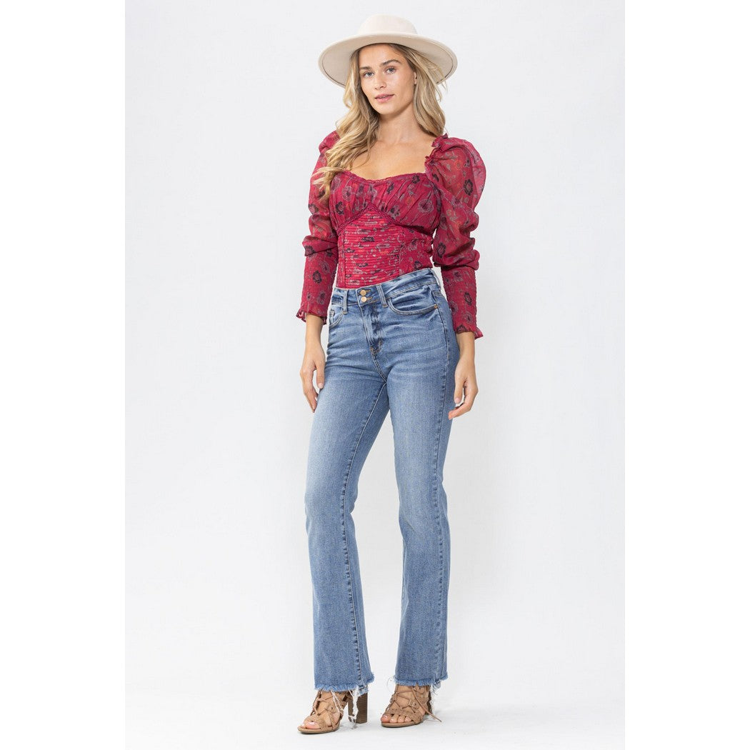 High Waist Double Button Bootcut Denim 88140REG