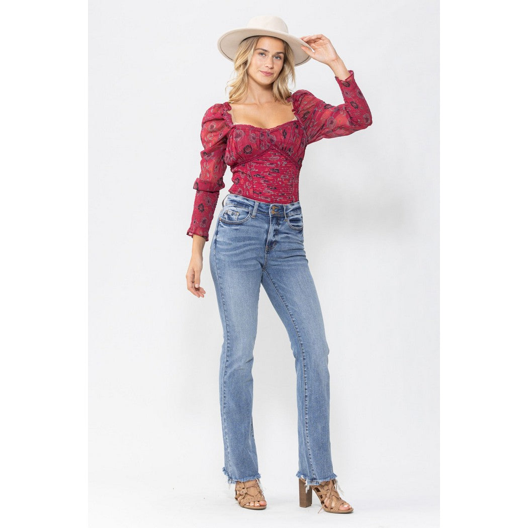 High Waist Double Button Bootcut Denim 88140REG