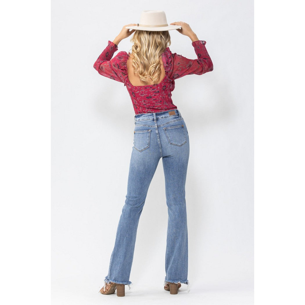 High Waist Double Button Bootcut Denim 88140REG