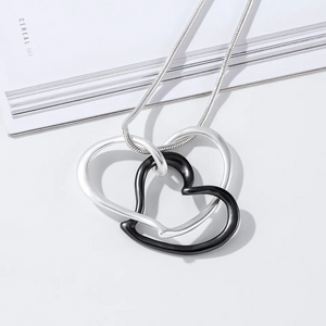 Double Hollow Open Heart Necklace Jewelry 231204 BTJE