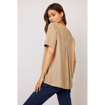 Load image into Gallery viewer, Terry Cotton Short Sleeve w/Crepe Back Top R0002A
