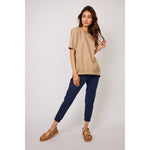 Load image into Gallery viewer, Terry Cotton Short Sleeve w/Crepe Back Top R0002A
