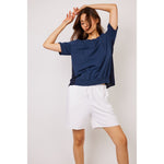 Load image into Gallery viewer, Terry Cotton Short Sleeve w/Crepe Back Top R0002A

