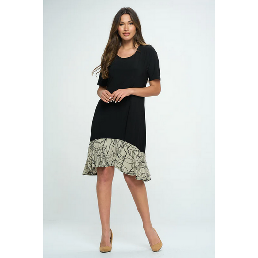 Half Sleeve Contrast Dress 784HTHRP1CW349