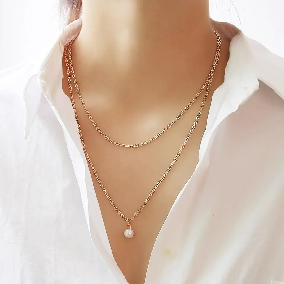 Double Layer Pearl Necklace 232001Y BTJE
