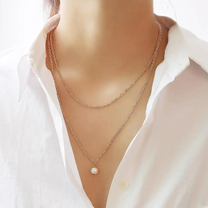 Double Layer Pearl Necklace Jewelry 232001Y BTJE