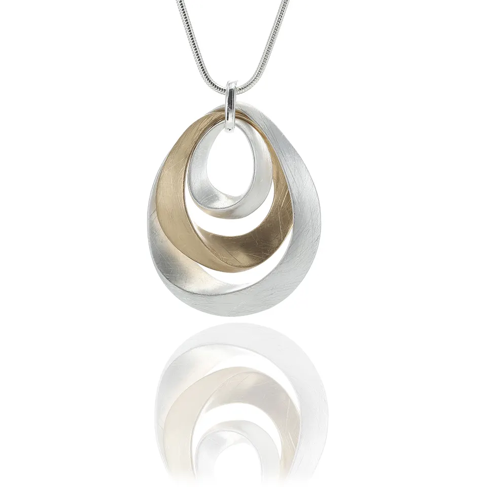 Two-Tone Loop Pendant Necklace Jewelry 231038 BTJE