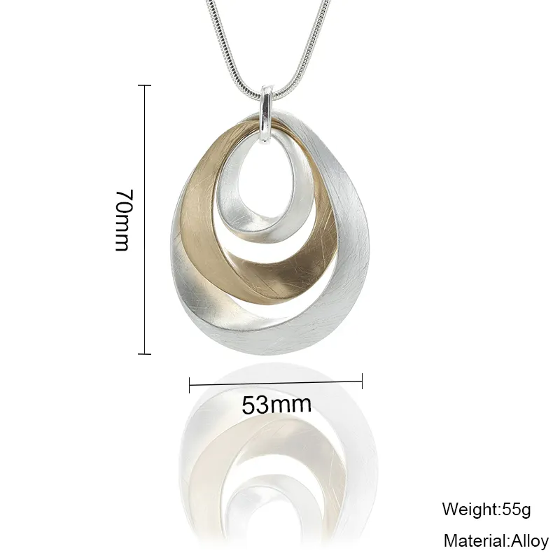Two-Tone Loop Pendant Necklace Jewelry 231038 BTJE