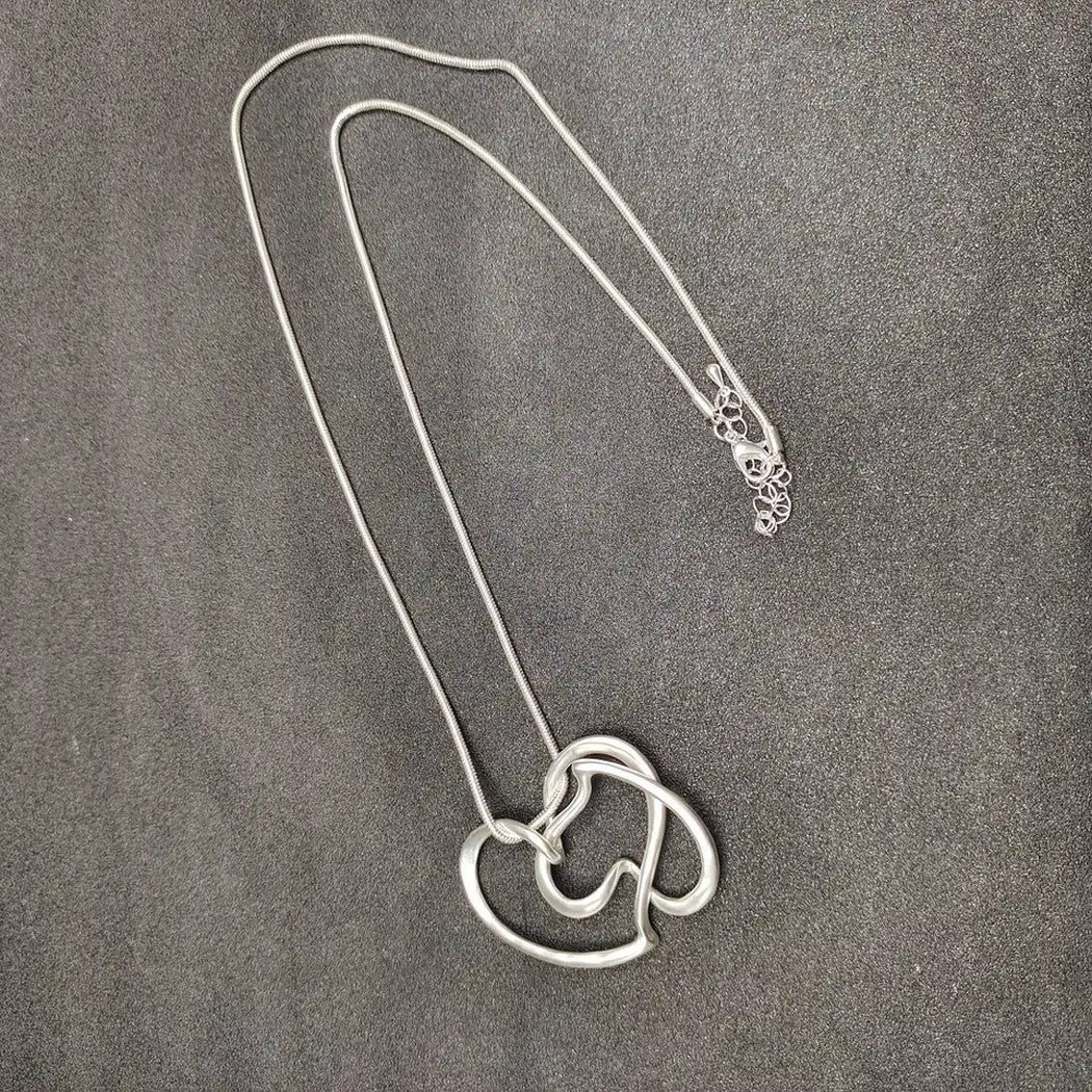 Double Hollow Open Heart Necklace Jewelry 231204 BTJE